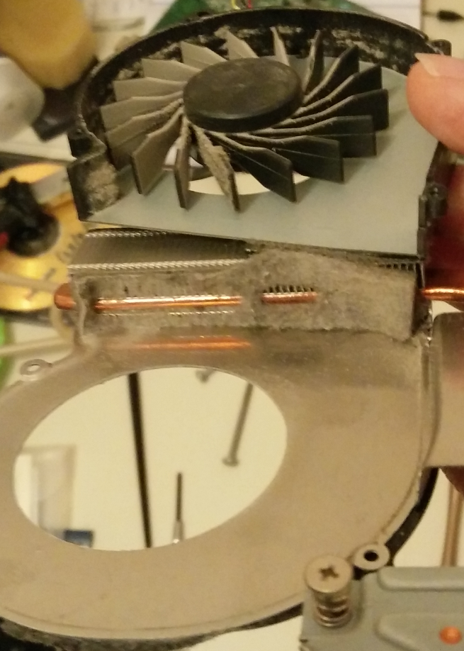 HP 630 dust forms a sponge which blocks all ventilation grilles of CPU Fan.