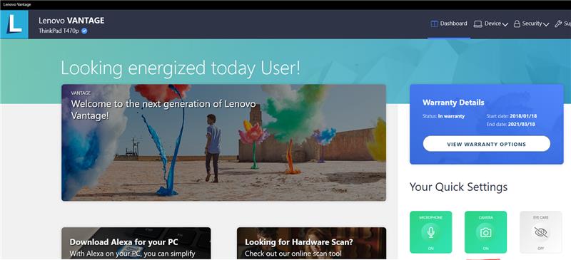 Windows 10 Camera Lenovo Vantage configuration