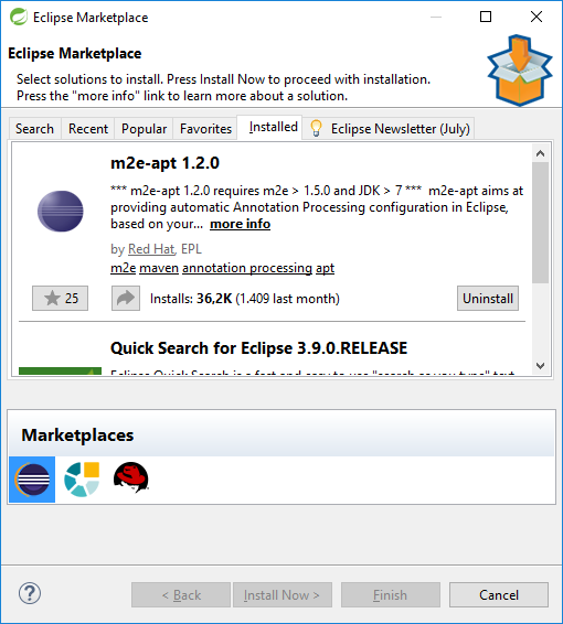 Eclipse installed m2e-apt plugin